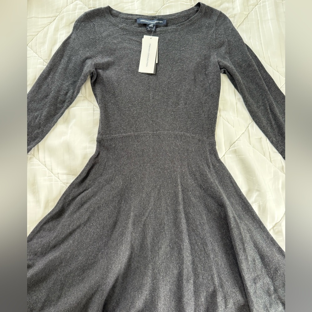 French Connection Charcoal Long-Sleeve Dress